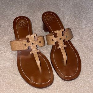 Tan story Burch Kitten Open Toe Heels